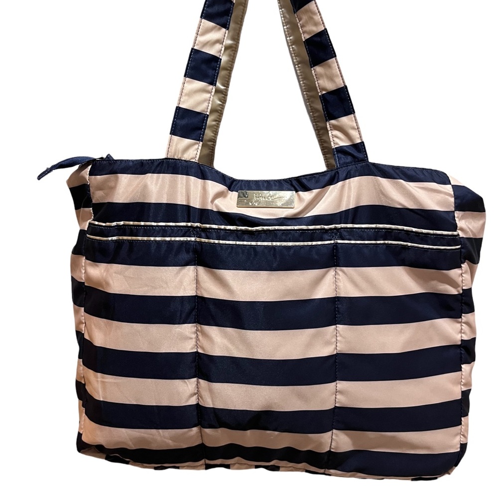 Ju-Ju-Be Super Be First Mate Navy & Champagne Striped Nylon Diaper Bag Tote